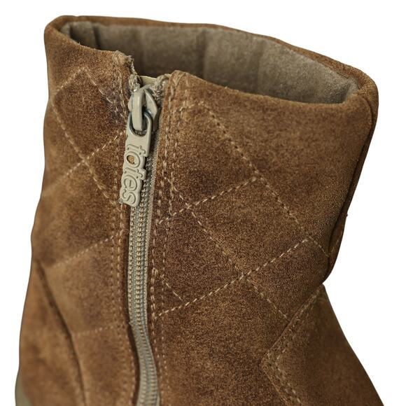 Women's Quilted Brown Suede Totes Zip Up Boots - Sz 8 - Picture 7 of 11